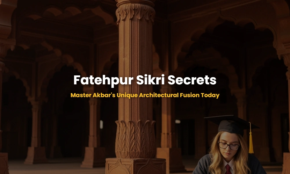 Detailed view of the central ornate pillar of Diwan-i-Khas in Fatehpur Sikri, showcasing the blend of Indian and Persian architectural styles.