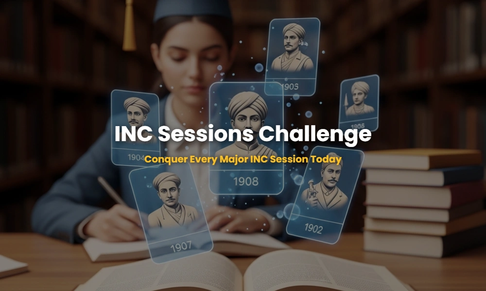 Interactive flashcards for Indian National Congress sessions for competitive exams.