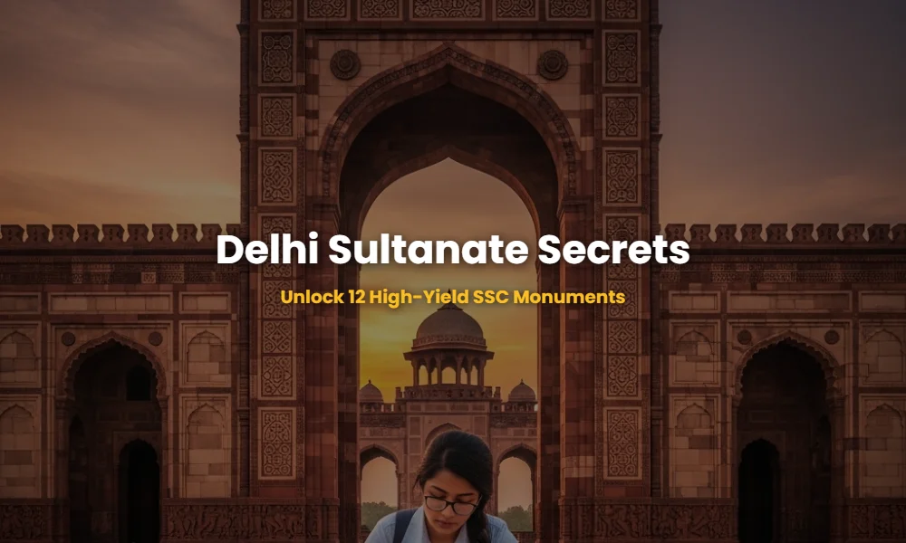 The Alai Darwaza and Qutub Minar at sunset showing the evolution of Delhi Sultanate architecture.