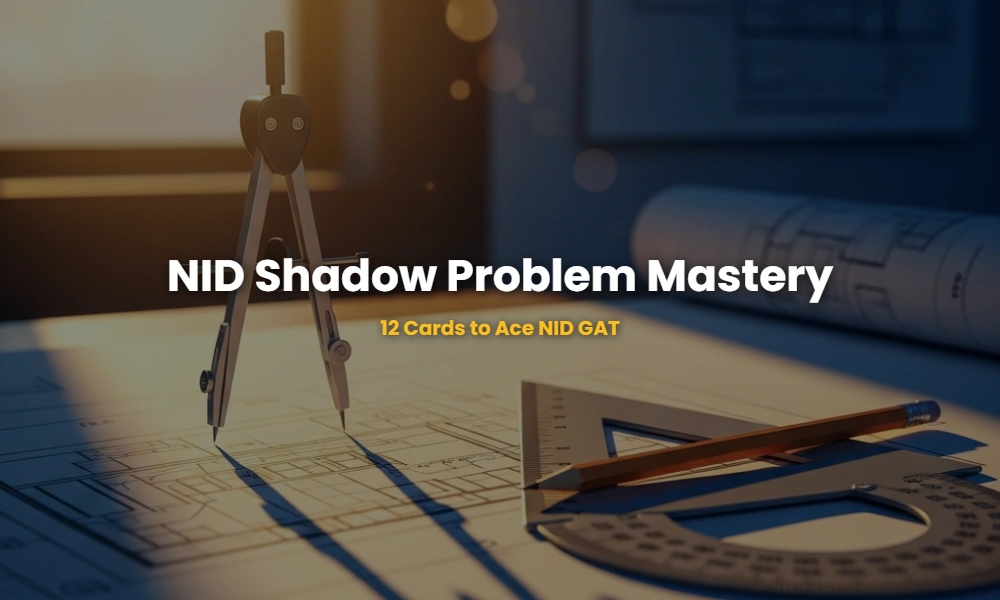 Isometric view of a design desk showing shadow direction during sunrise for NID prep.