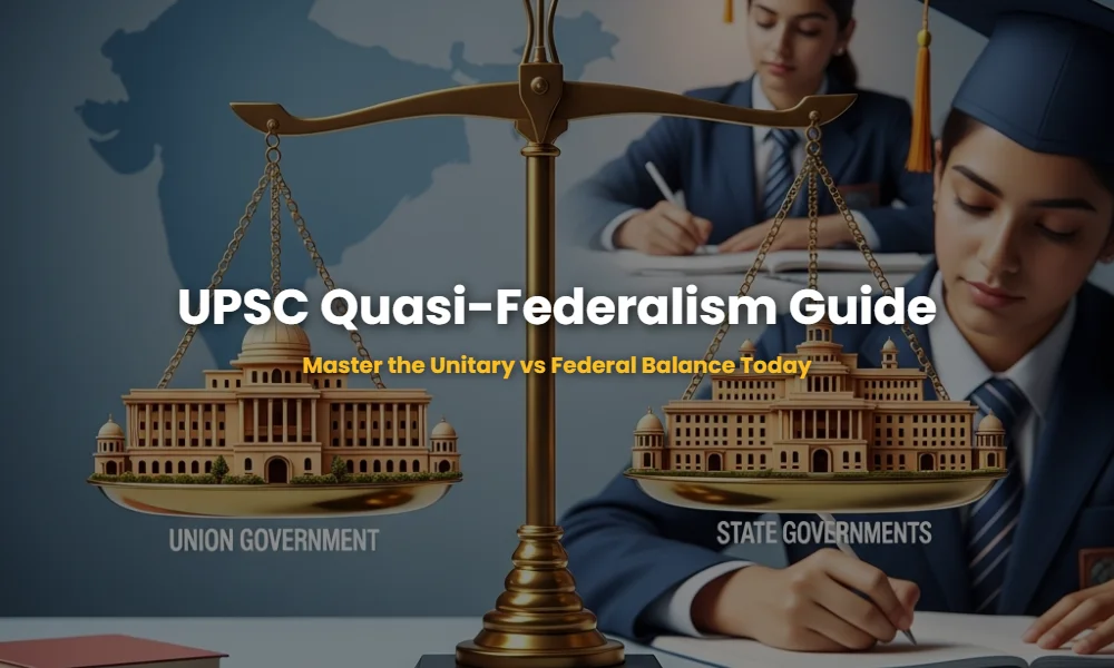 Illustration of the Quasi-Federal nature of Indian Polity showing the balance between Central and State powers.