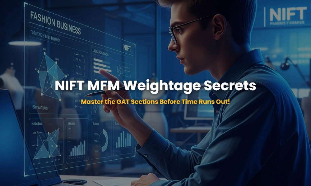 Weightage analysis of Quantitative Ability and Analytical Reasoning in NIFT MFM entrance syllabus illustration.