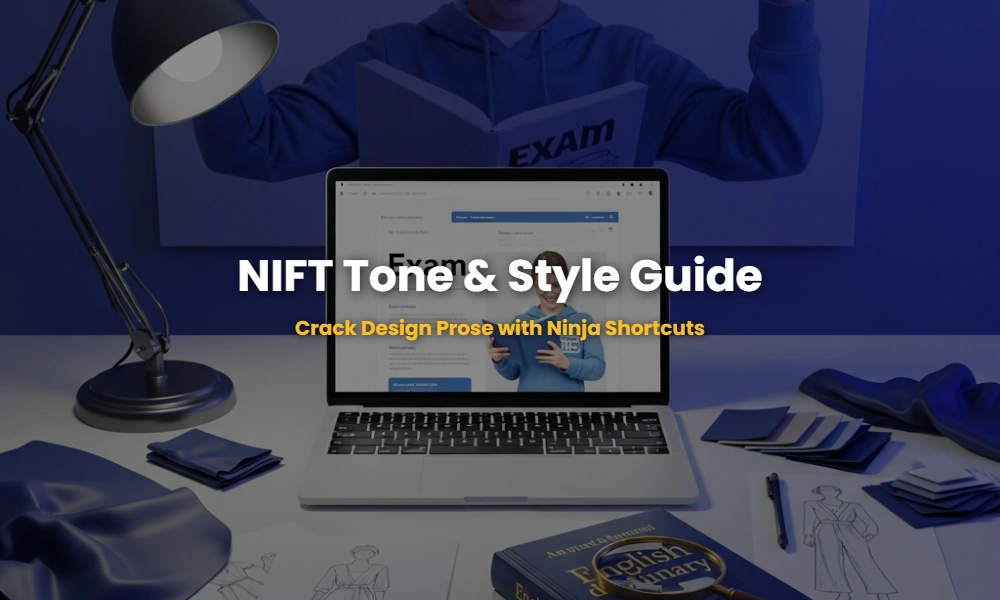 NIFT English GAT preparation workspace showing tone and style study materials.