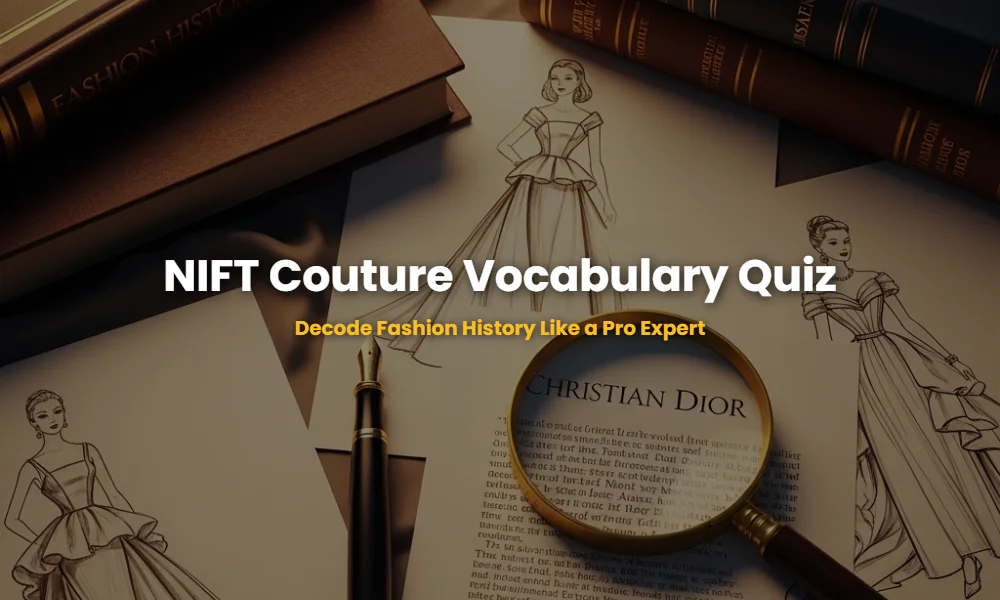 Vintage Haute Couture sketches and fashion history books for NIFT preparation.