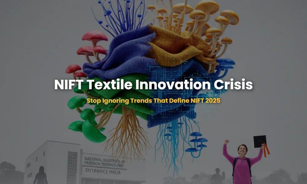 Futuristic textile innovation merging bio-materials and technology for NIFT preparation.